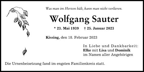 Traueranzeigen Von Wolfgang Sauter Augsburger Allgemeine Zeitung