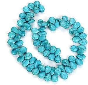 Amazon 1 Strand Adabele Natural Turquoise Blue Howlite Pear