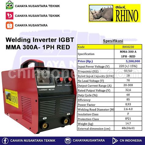 Welding Dan Peralatan Las RHINO Mesin Las Travo Inverter RHINO IGBT