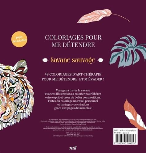 Coloriages Pour Me D Tendre Savane Sauvage De Collectif Livre