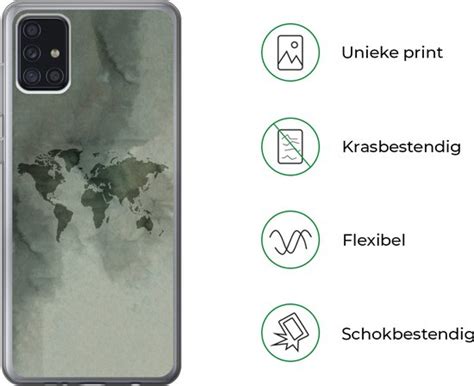 Geschikt Voor Samsung Galaxy A52 5G Hoesje Wereldkaart Groen