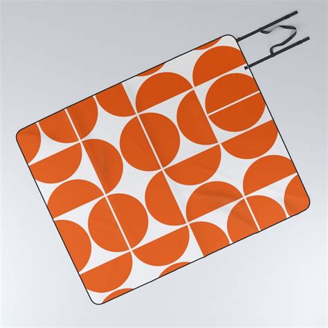 Mid Century Modern Geometric 04 Orange Picnic Blanket By The Old Art