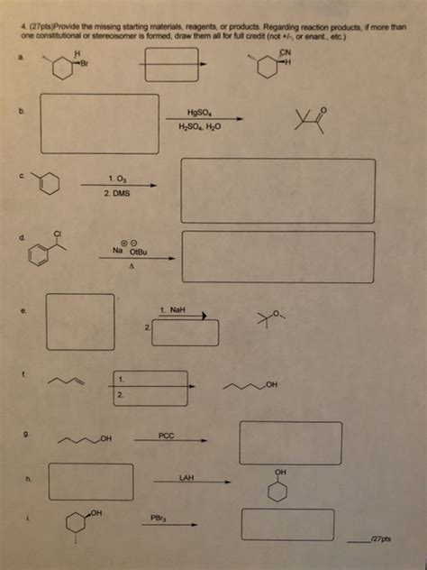 Solved 4 27ptsprovide The Missing Starting Materials