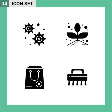 Group Of Solid Glyphs Signs And Symbols For Gear Setting Package