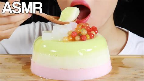 Asmr Milk Pudding Tapioca Pearls Popping Boba Coconut Jelly Eating