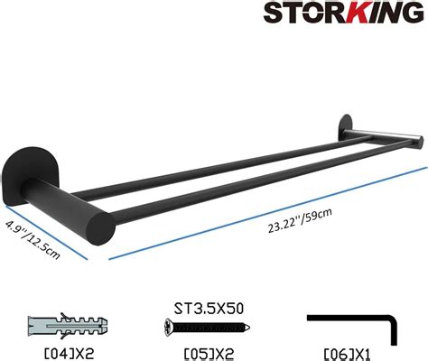 Buy Storking Bath Towel Double Bars Rack 23 Matte Black Towel Rack Rod