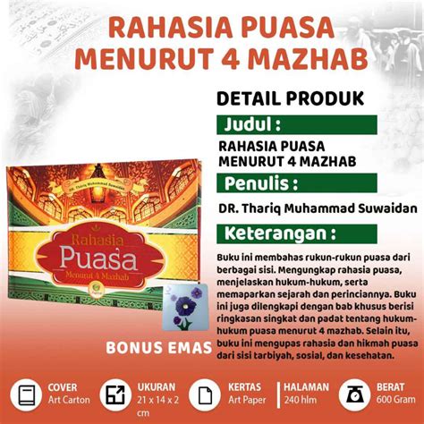 Jual Buku Puasa Bacaan Islam Islami Rahasia Puasa Menurut 4 Mazhab