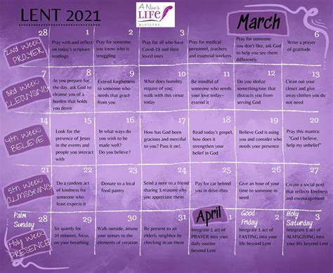 Lenten Calendar 2021 | A Nun's Life Ministry