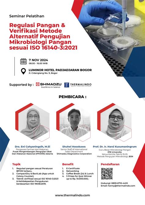 Undangan Seminar Pelatihan Regulasi Pangan Verifikasi Metode