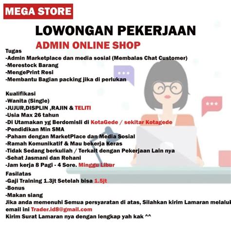 Lowongan Kerja Admin Online Shop Di Mega Store Lokerjogja Id