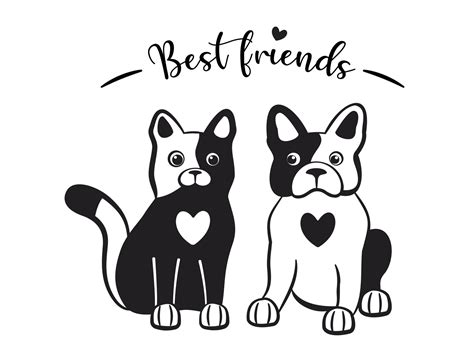 Cat And Dog Together Are Best Friends Friendship Of Two Cute Cartoon