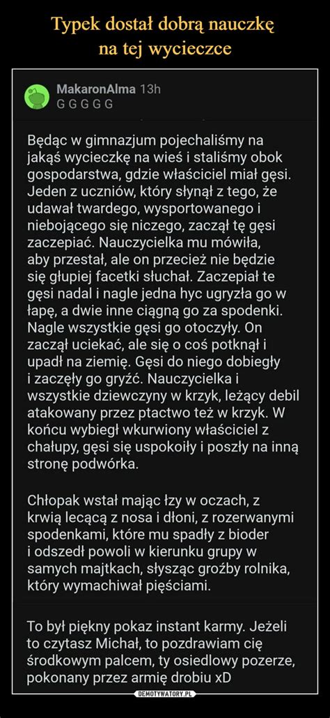 Typek dostał dobrą nauczkę na tej wycieczce Demotywatory pl