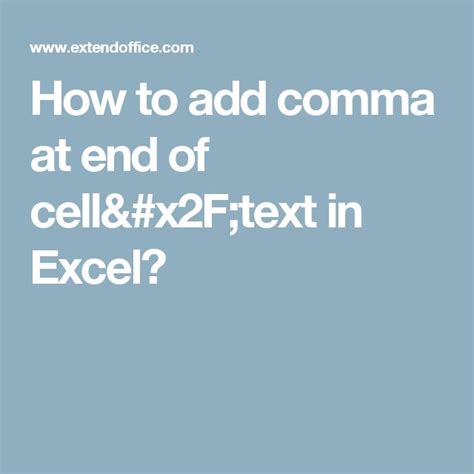 How To Add Comma In Each Cell Of Excel Templates Sample Printables