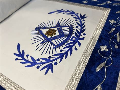 Past Master With Embroidered Border Masonic 100 Lambskin Apron Blue