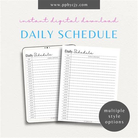 Daily Schedule Printable Template: Plan Your Day Effectively