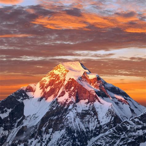 Sunset In The Himalayas Everest Base Camp Trekking Solukhumbu Nepal