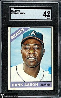 1966 Topps 500 Atlanta Braves HOF Hank Aaron Baseball Card SGC 4 VG EX