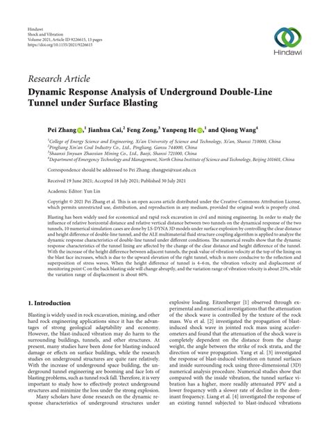 Pdf Dynamic Response Analysis Of Underground Double Line Tunnel Under