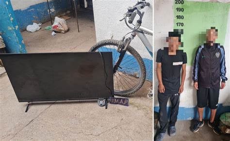 Tras una persecución detuvieron a dos sujetos por robar un televisor y