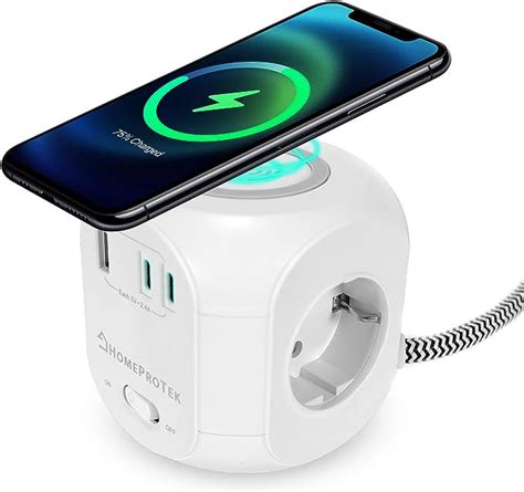 HOMEPROTEK Cubo Ciabatta Multipresa Con USB A USB C E Caricatore