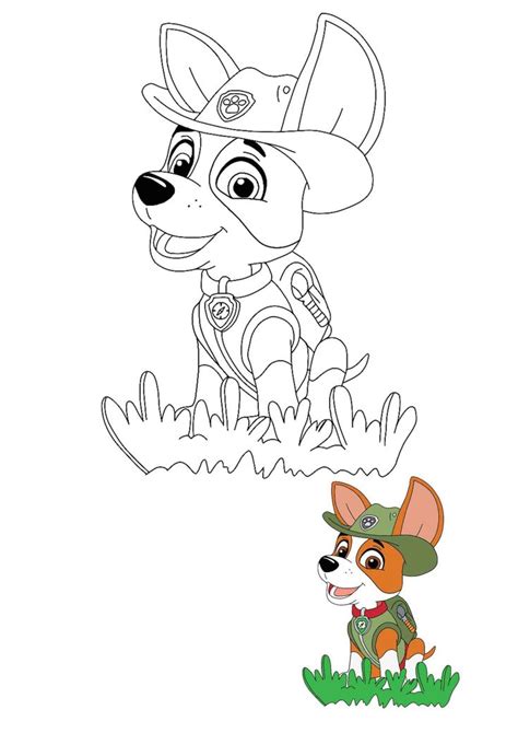 Paw Patrol Tracker coloring sheet with a preview | Paw patrol coloring ...