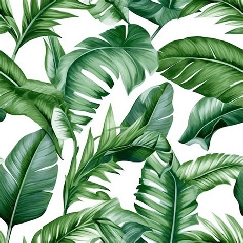 Premium Photo Seamless Pattern With Tropical Leaves On A White Background