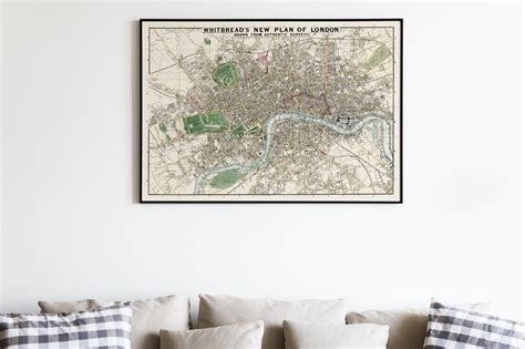 Vintage Map Of London Whitbread S New Plan Of London Etsy