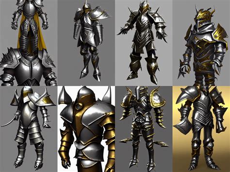 Render Of Fantasy Boss Armor Silver With Gold Trim Stable Diffusion