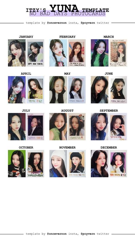 Itzy Yuna No Bad Days Photocards Template