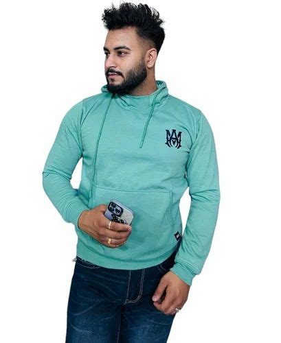 Men Fleece Blue Plain Hooded Sweatshirts At Rs 310 Piece Hooded