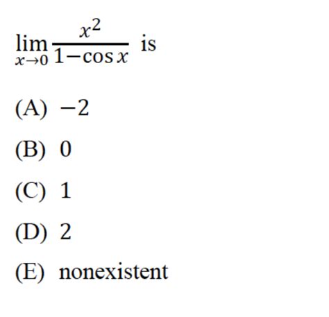 Solved Limx→01−cosxx2 Is