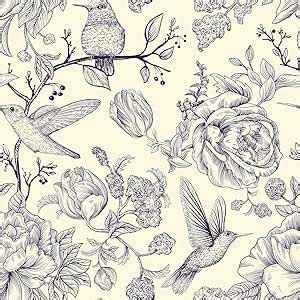 Chihut Purple Birds Floral Wallpaper Peel And Stick Vintage Peony