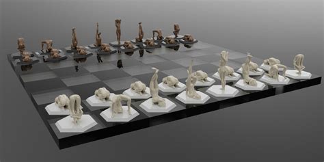 D Naked Woman Chess Game Drawing File D Stl Files For D Etsy