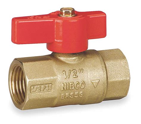 Nibco Gas Ball Valve Brass Inline 2 Piece Pipe Size 12 In