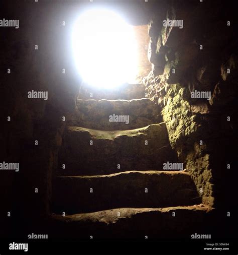 Light Enters A Tomb In The Mayan City Of Caracol Cayo Belize Stock