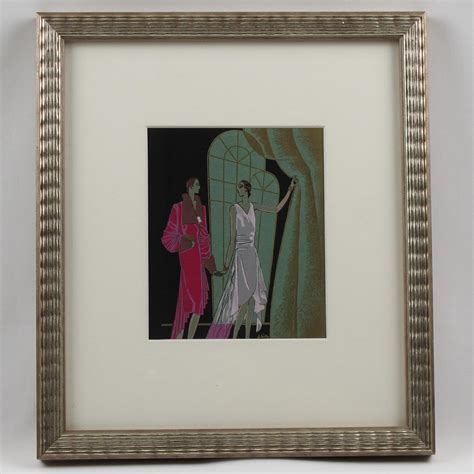 J Hilly Original French Art Deco Gouache Illustration Drawing By J