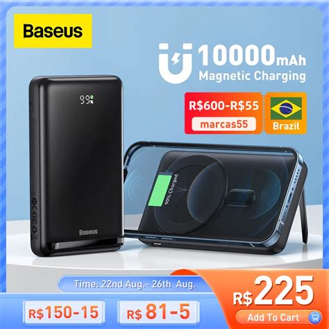 Baseus W Magn Tico Carregador Sem Fio Power Bank Mah Bateria