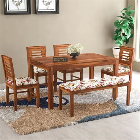 Ramdoot Furniture Jacquard Wooden Dining Table Seater Dining Table