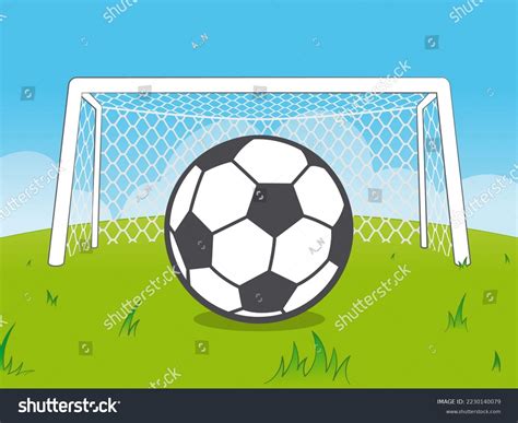 Cartoon Football Field Goal Soccer Ball Stock Illustration 2230140079