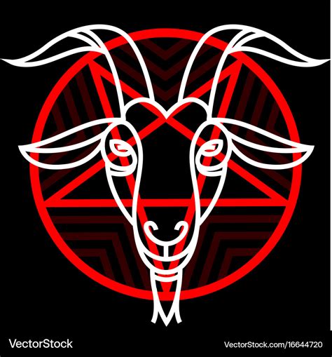 Pentagram With Demon Baphomet Satanic Goat Head Vector Image