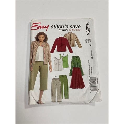 Stitch N Save McCall S Sewing Pattern M5298 Size A 6 12 Jacket Top