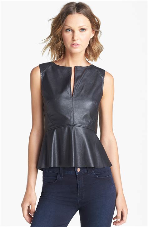 Sanctuary Faux Leather Peplum Top Nordstrom