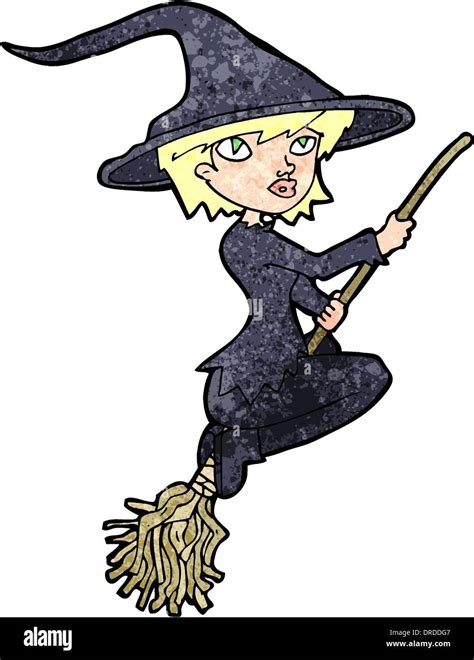 Cartoon Witch Riding Broomstick Stock Vector Image Art Alamy