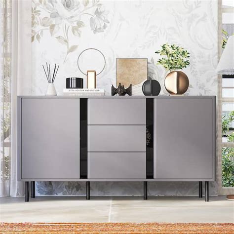 Fufu Gaga Grey Wood In W Sideboard Home Bar Credenza Cabinet With