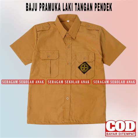 Jual Baju Pramuka Laki Lengan Pendek Seragam Sekolah SD SMP SMA Pramuka