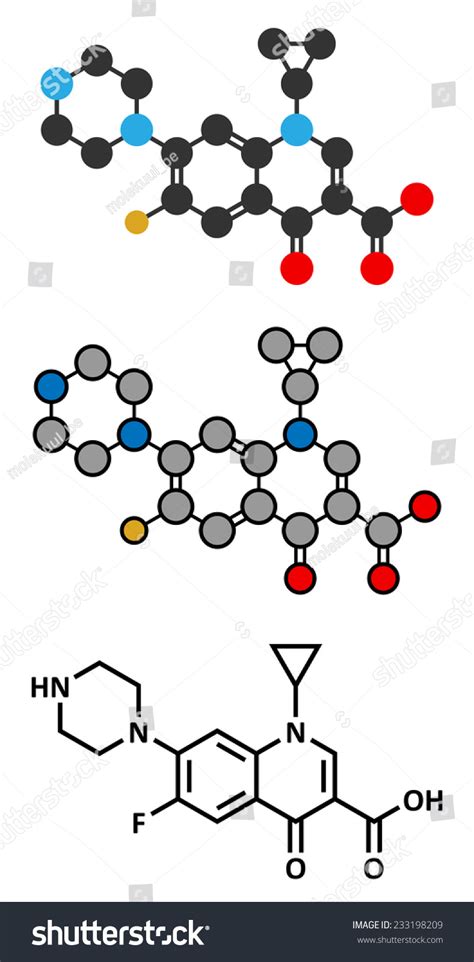 Ciprofloxacin Antibiotic Drug Fluoroquinolone Class Molecule Stock