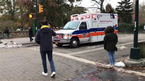 NEW YORK PRESBYTERIAN EMS AMBULANCE RESPONDING THROUGH CENTRAL PARK ON