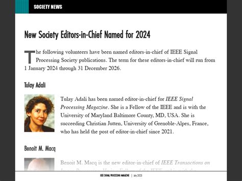 Ieee Signal Processing 75th Anniversary July 2023 Part 2new Society Editors In Chief Named