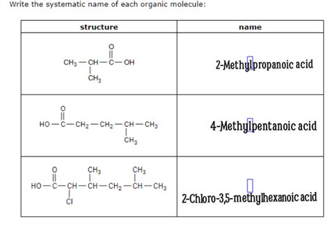 Solved Write The Systematic Name Of Each Organic Molecule