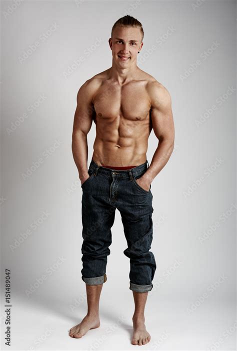 Portrait Of Handsome Male With Athletic Muscular Body Posing Shirtless